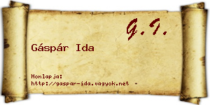 Gáspár Ida névjegykártya